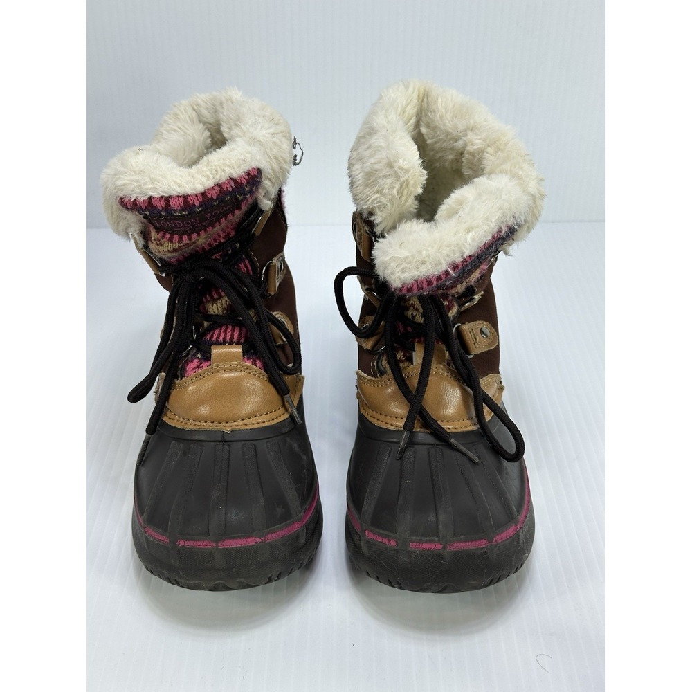 London Fog Girls Tottenham Brown Pink Faux Fur Lined Winter Snow Boots Size 1